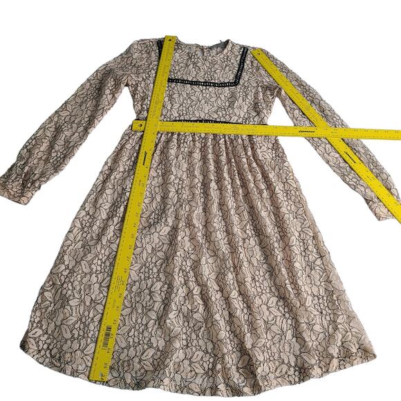 Asos Maternity Pink Black Lace Semi Sheer Long Sleeve Smock Dress Size 4 2226 - Picture 3 of 6